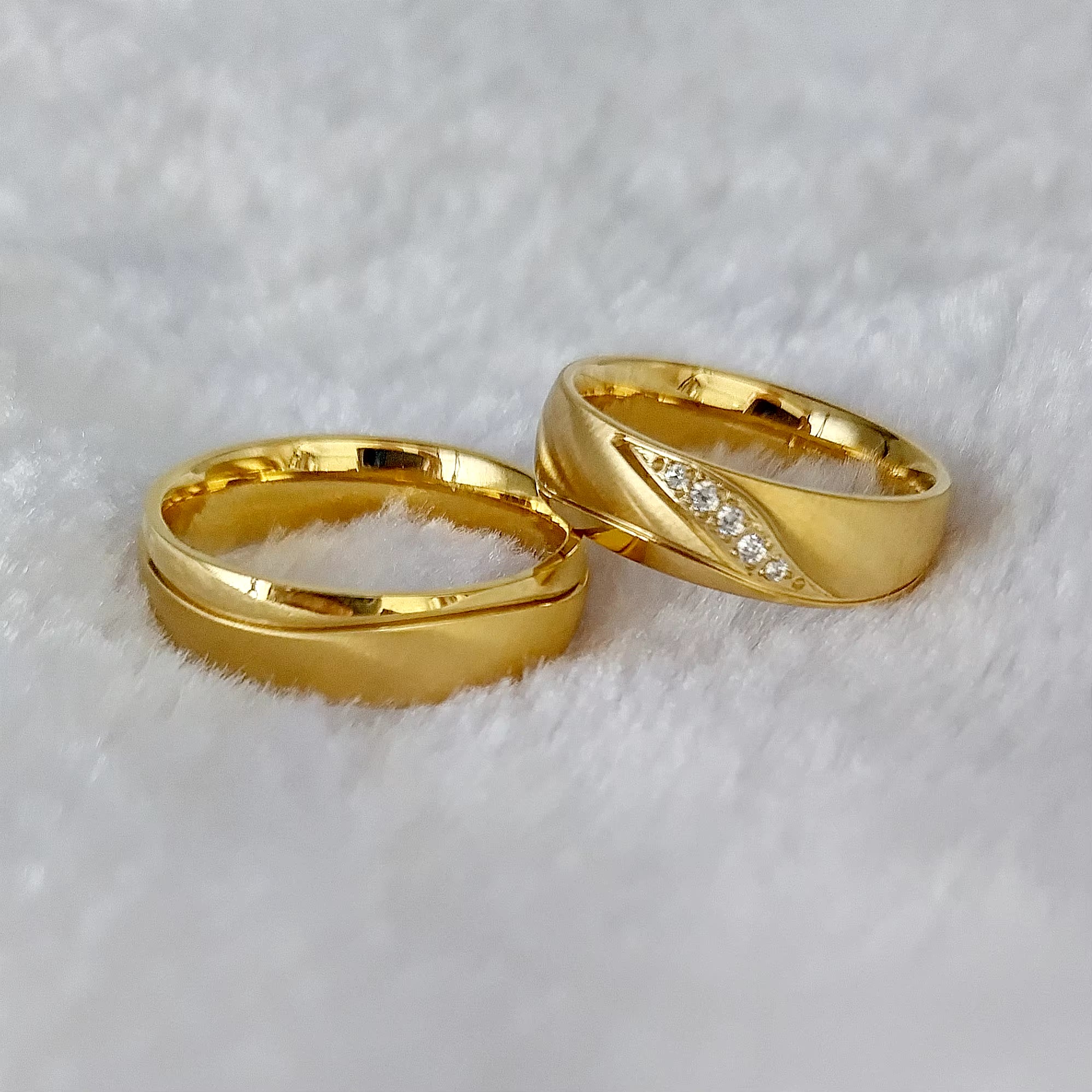 Fashion Western 24K Gold Plated Stainless Steel Jewelry Ring Marriage Couples Wedding Rings Men Women Alliance Dropshipping