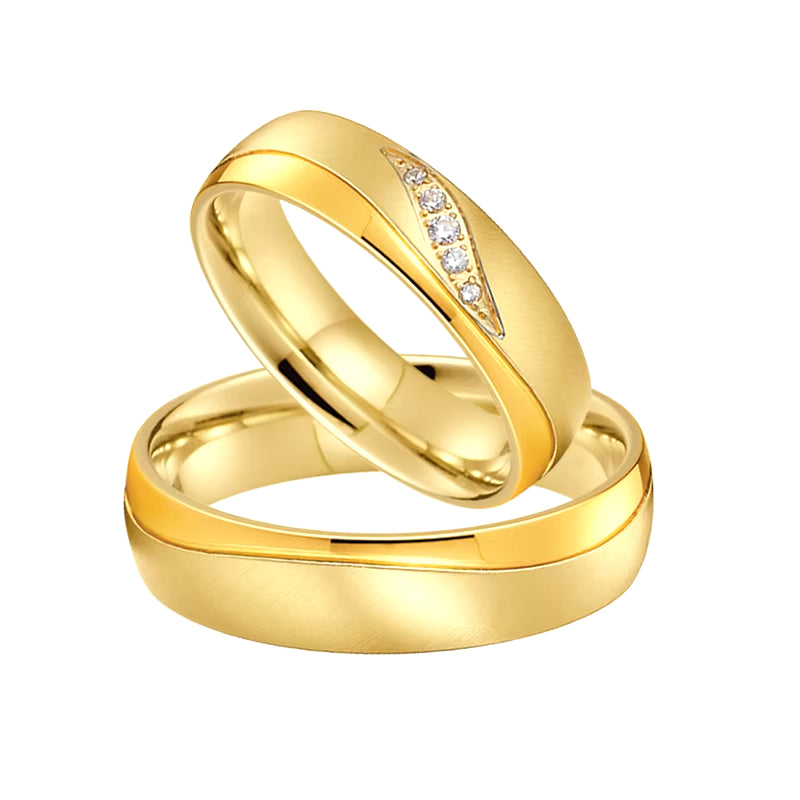 Fashion Western 24K Gold Plated Stainless Steel Jewelry Ring Marriage Couples Wedding Rings Men Women Alliance Dropshipping