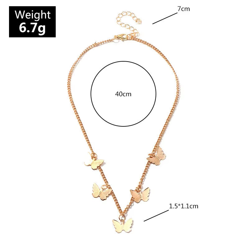 New Butterfly Pendants Neckalces for Women Short Chain Mini Butterflies Drop Boehemian Sexy Neck Accessories Fashion Jewerly