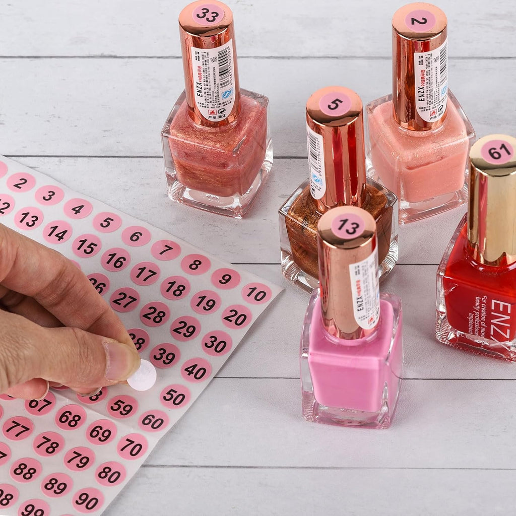 200 Pcs Clear Nail Swatch Sample Sticks with Ring and Number Stickers, Plastic Nail Swatches for Polish Color Display