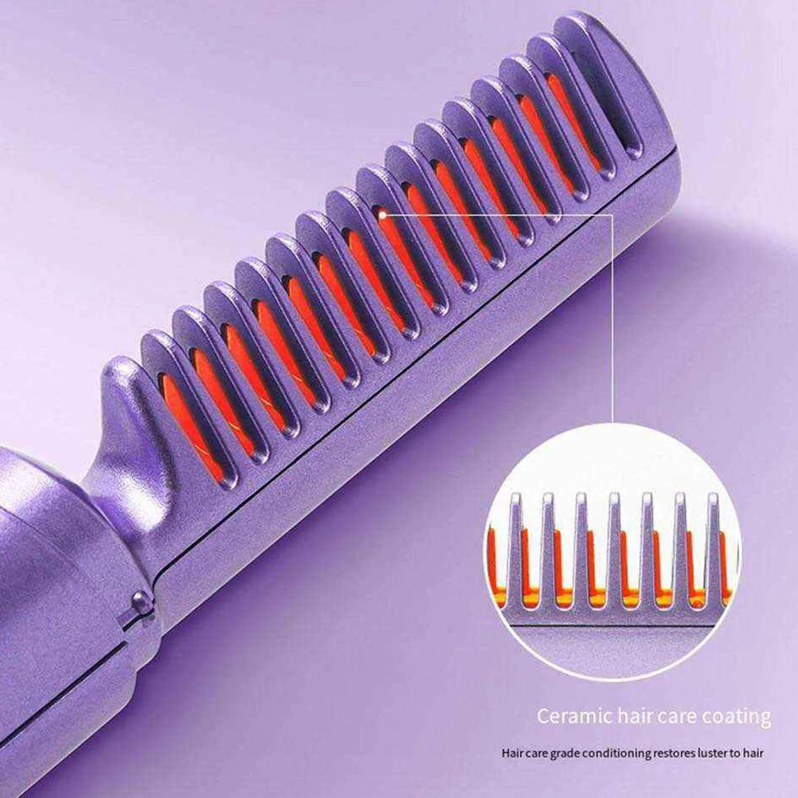 Rechargeable Mini Hair Straightener, Negative Ion Hot Comb Hair Straightener, Portable Cordless Hair Straightening Brush,A Quick Styling Brush