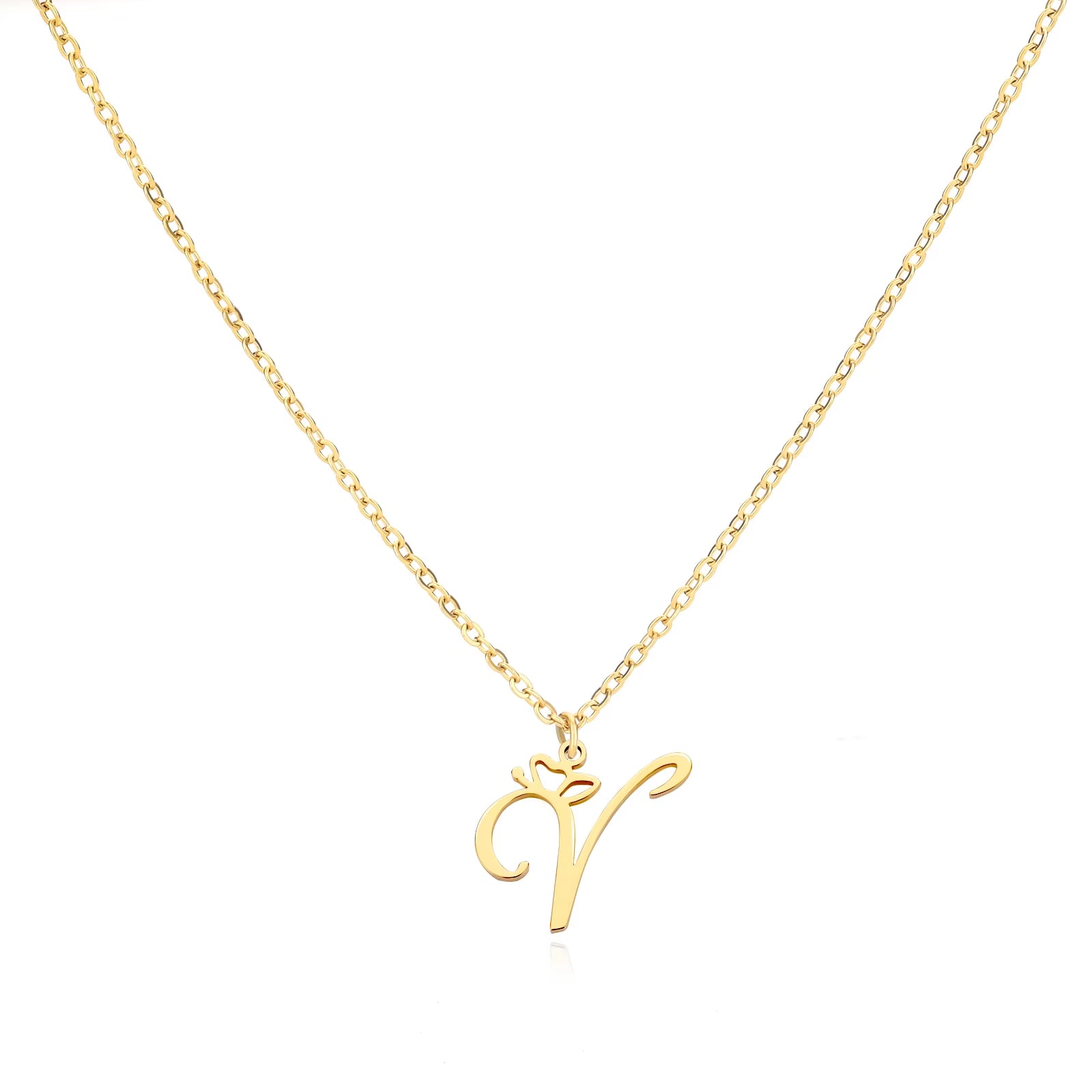 Tiny Initial Letter Necklace for Women Gold Color Stainless Steel Necklaces Name Alphabet Lucky Jewerly Vintage Accessories Gift