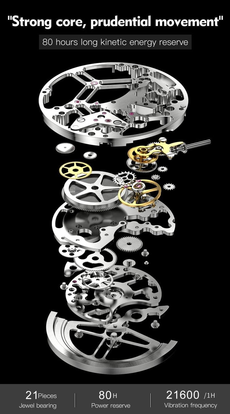 Mens Watches Skeleton Mechanical Black Watches for Men Automatic Luxury Tungsten Steel Sapphire Crystal Waterproof Luminous