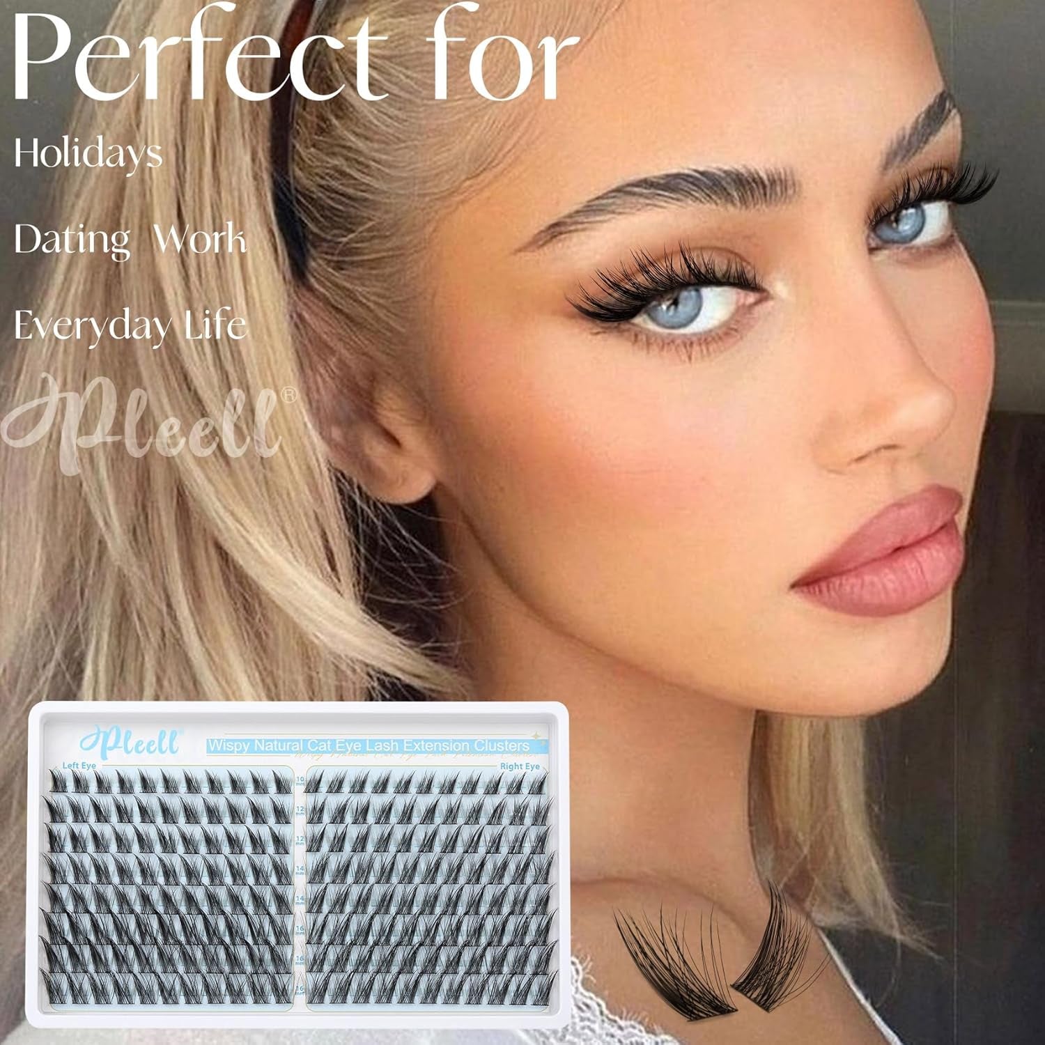 Wispy Lash Clusters Natural Eyelashes Cluster Eyelash Extensions Cat Eye176Pcs Individual Lashes Clusters C Curve Eyelash Clusters 10-16MM DIY Lash Extension by