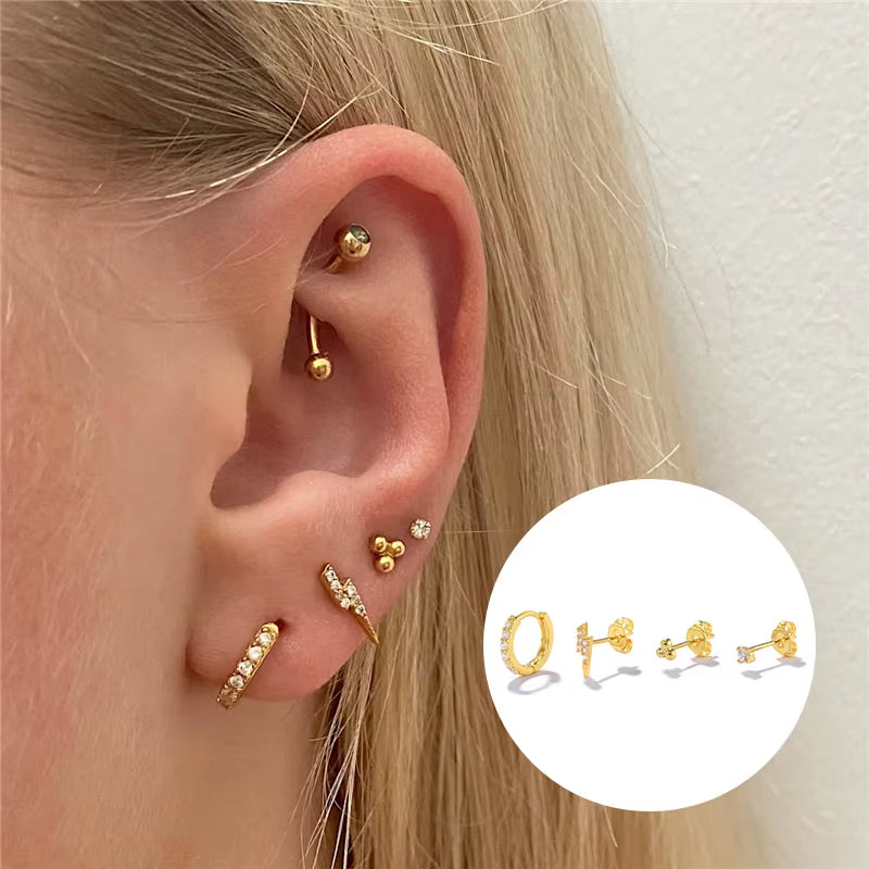 5Pieces/Set Luxury Lightning Star Snake Eye Stud Earrings for Women Pendientes Brincos 18K Gold Plated Earring Jewerly
