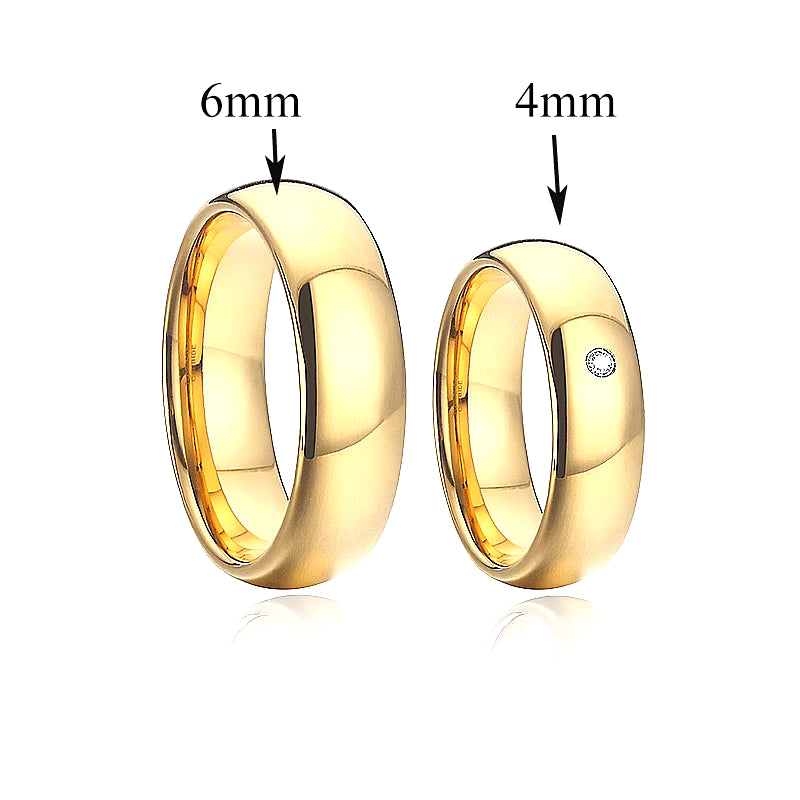 Fashion Western 24K Gold Plated Stainless Steel Jewelry Ring Marriage Couples Wedding Rings Men Women Alliance Dropshipping