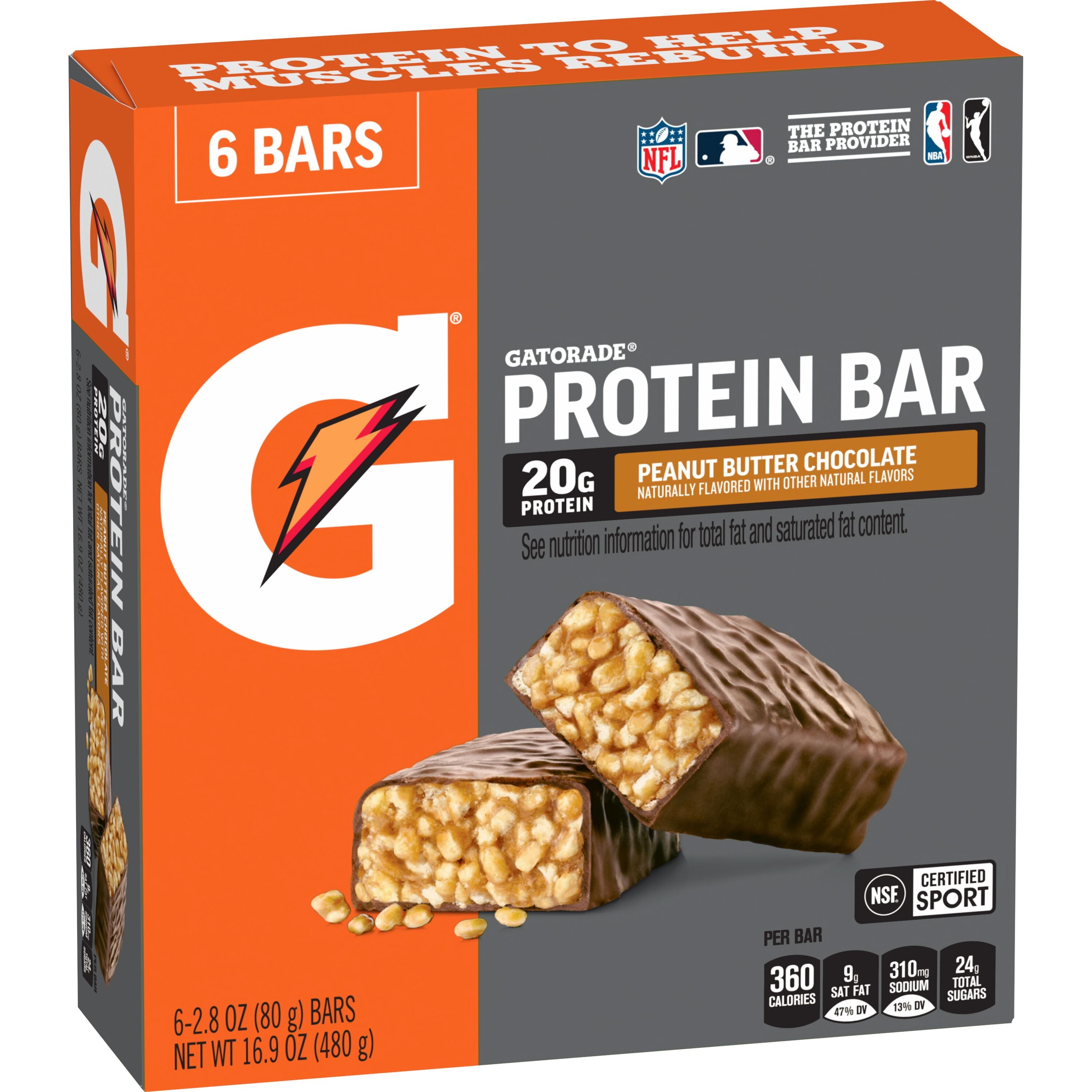 Protein Bars, Peanut Butter Chocolate, 20G Protein, 6 Bars