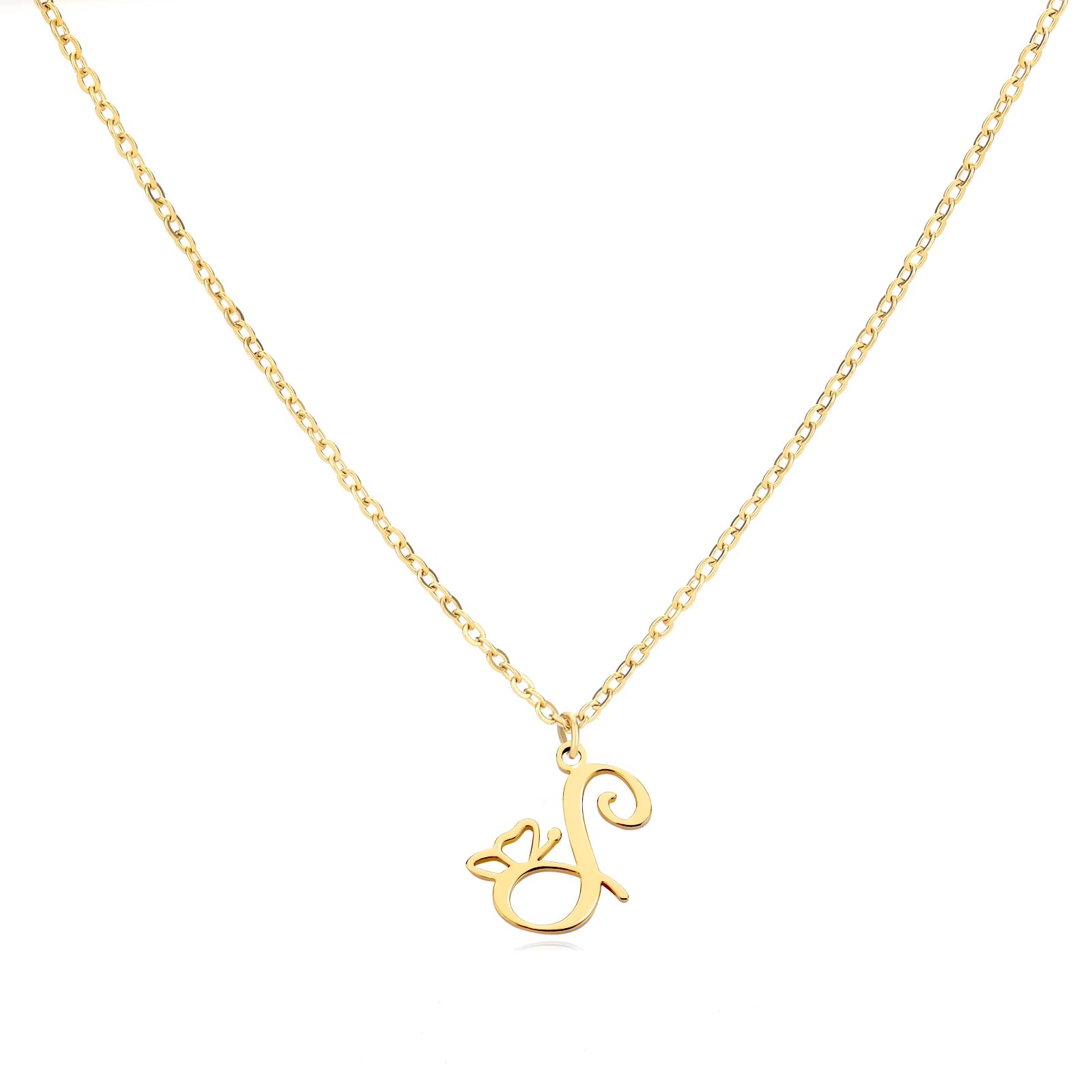 Tiny Initial Letter Necklace for Women Gold Color Stainless Steel Necklaces Name Alphabet Lucky Jewerly Vintage Accessories Gift