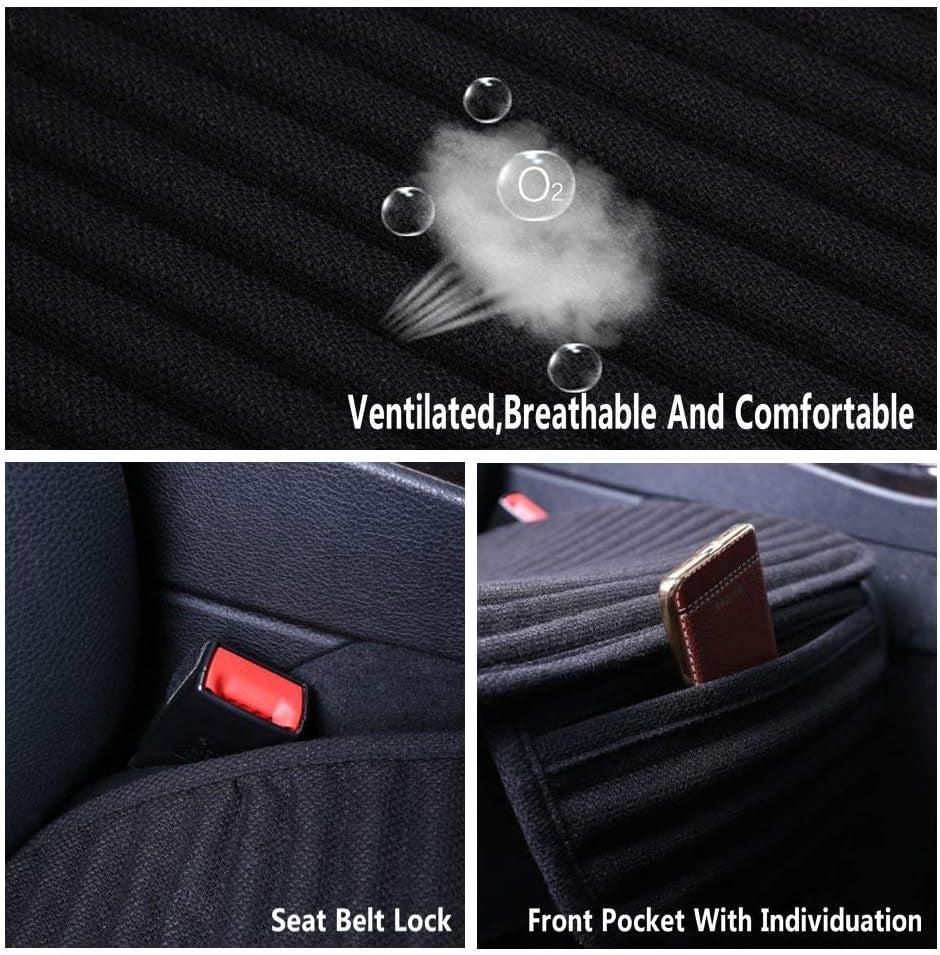 Car Seat Covers,Cloth Cars Seat Covers,Universal Fabric Car Seat Covers,Front Seats Only Air Bag Compatible,Cooling Car Seat Protector,Buckwheat Hull Breathable Comfortable Ventilated,Black