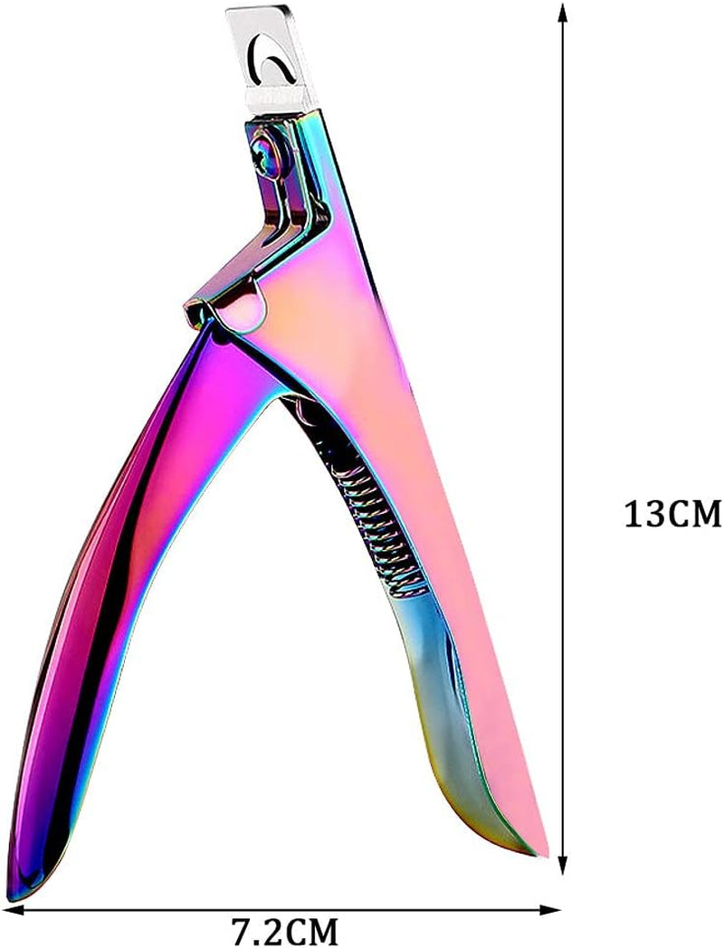 Professional Acrylic False Nail Clippers for Acrylic Nails Nail Tip Cutter Nail Manicure Tool (Rainbow)