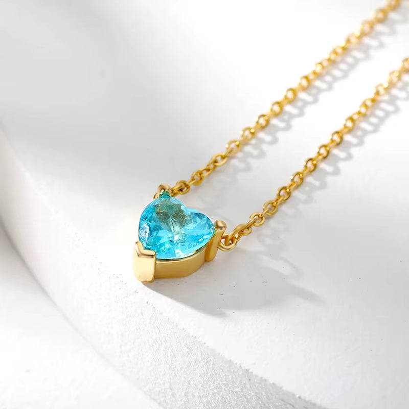 Heart Necklace for Women Stainless Steel Gold Color CZ Pendant Necklace Korean Fashion Cute Crystal Couple Jewerly Collier Femme