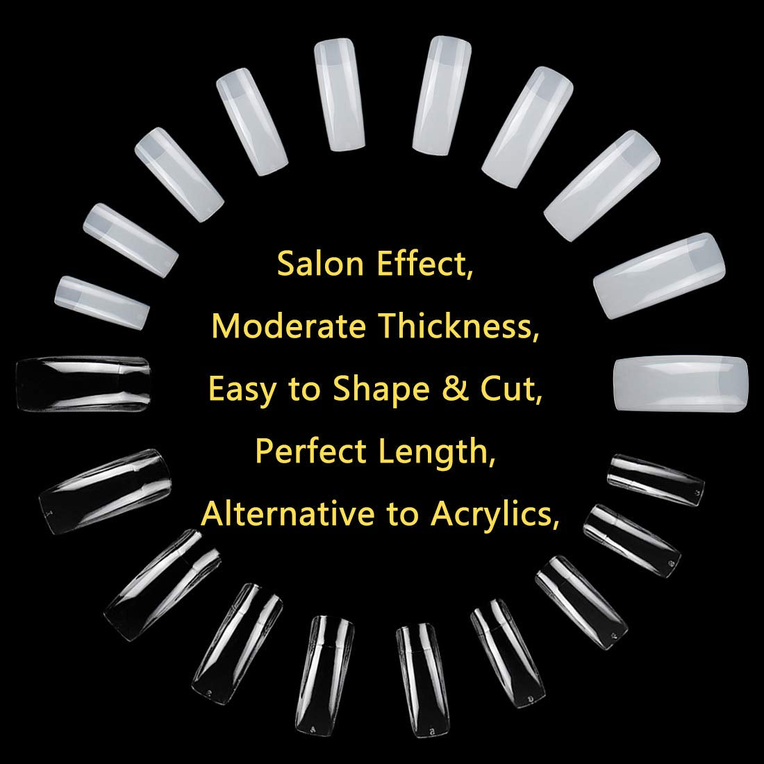 1000PCS Square Nail Tips for Acrylic Nails Professional, Fake Clear Natural Acrylic Short Square French Artificial False Tips Half Cover for Manicure Salon Home