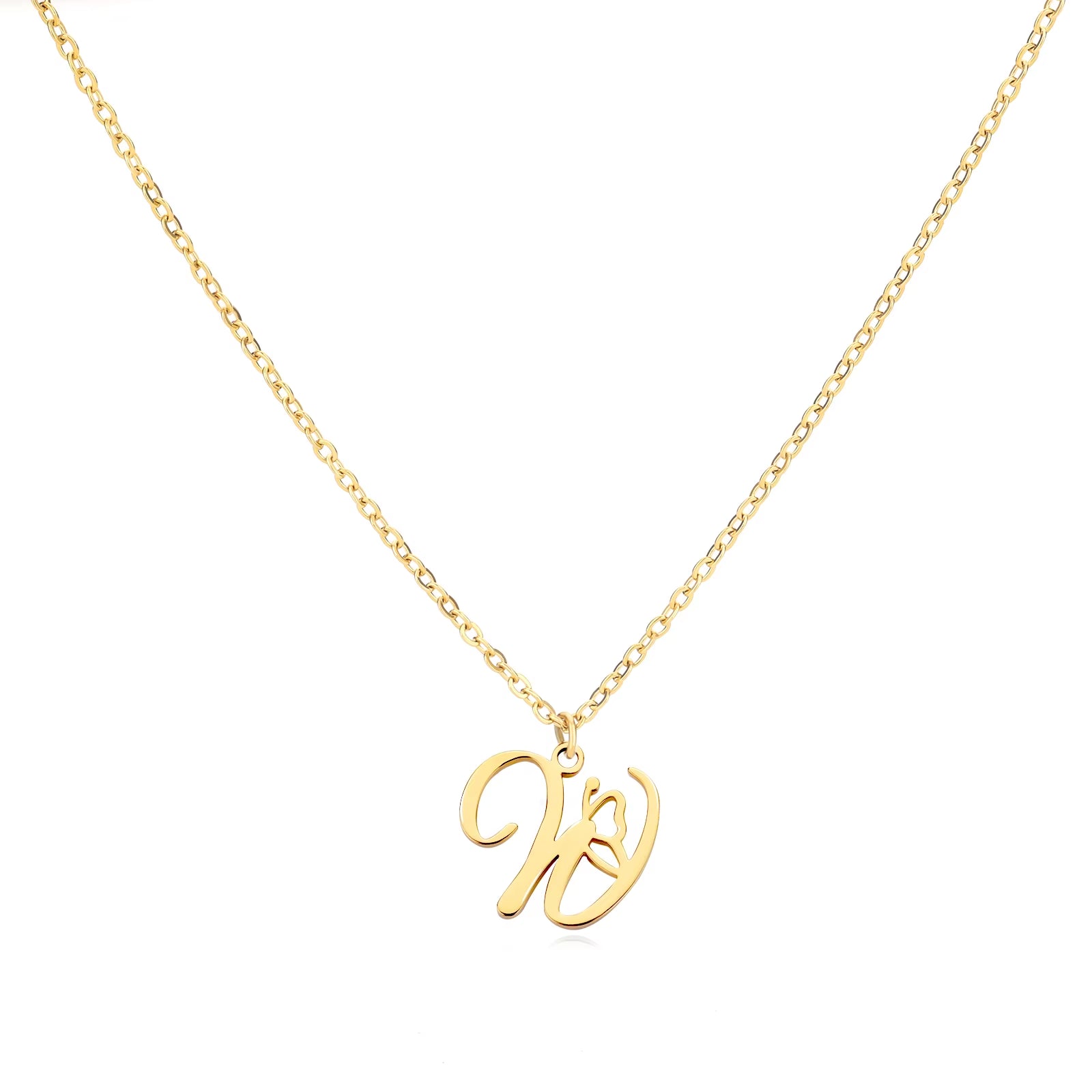 Tiny Initial Letter Necklace for Women Gold Color Stainless Steel Necklaces Name Alphabet Lucky Jewerly Vintage Accessories Gift