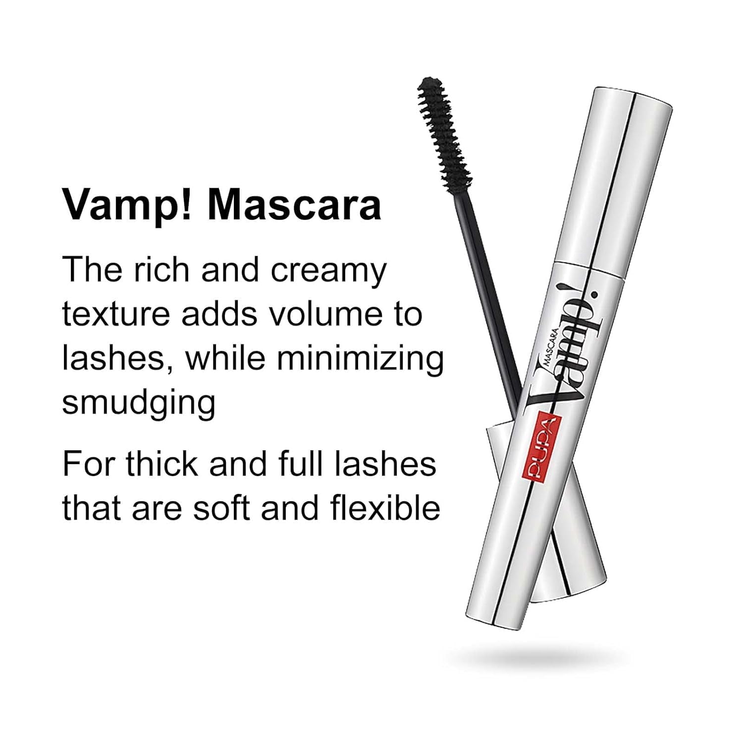 Vamp! Exceptional Volumizing & Lengthening Mascara for Women - Defining, Curling Lifted Eyelashes for Length -Long Lasting Smudge Proof Makeup - Hypoallergenic Formula -100 Black, 0.183 Oz