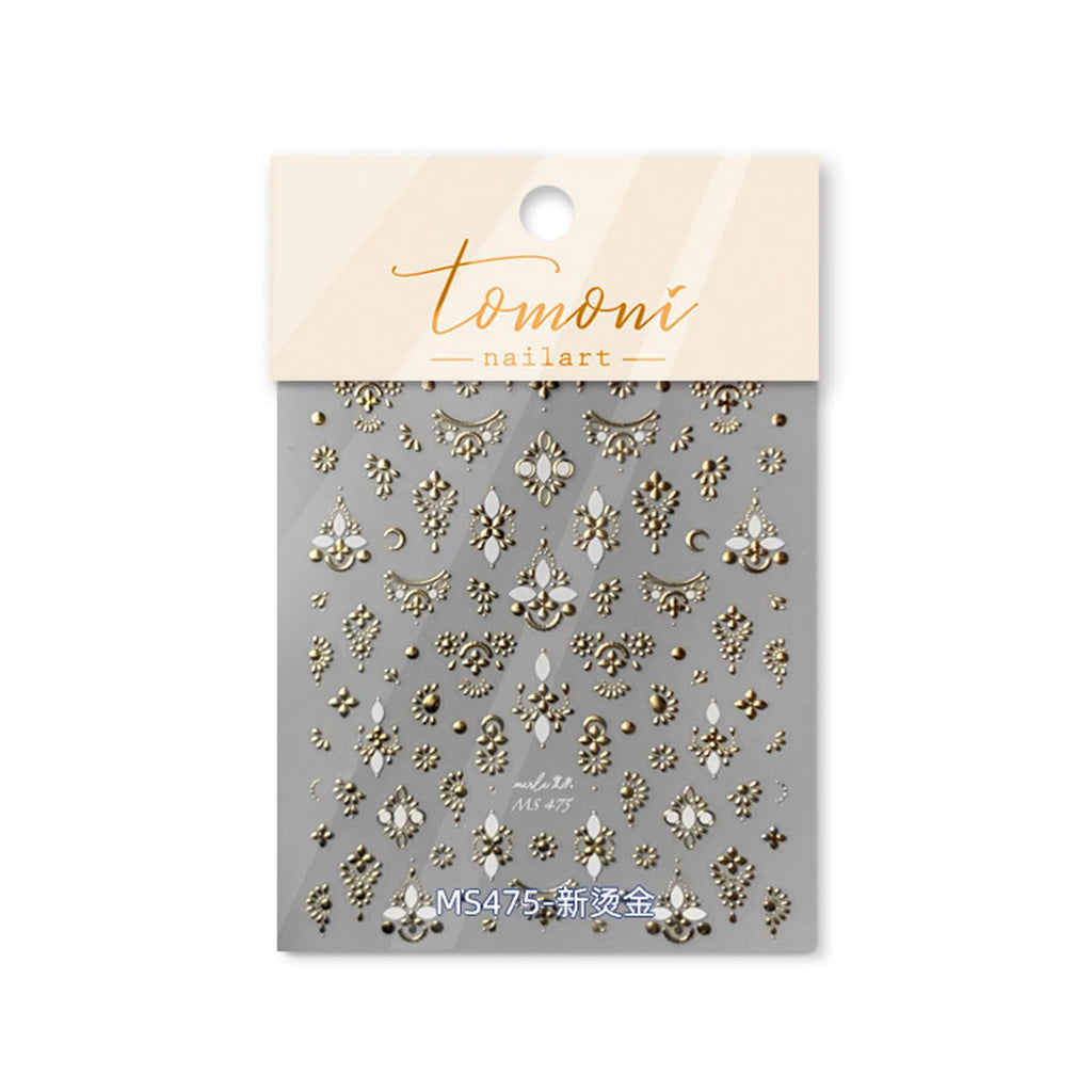 Gold Nail Art Stickers Golden Totem Decals 3D Bronzing Self-Adhesive Supplies Luxury Design Hollow Flower Nails Adhesive Sliders for Women Girls DIY Manicure Decorations