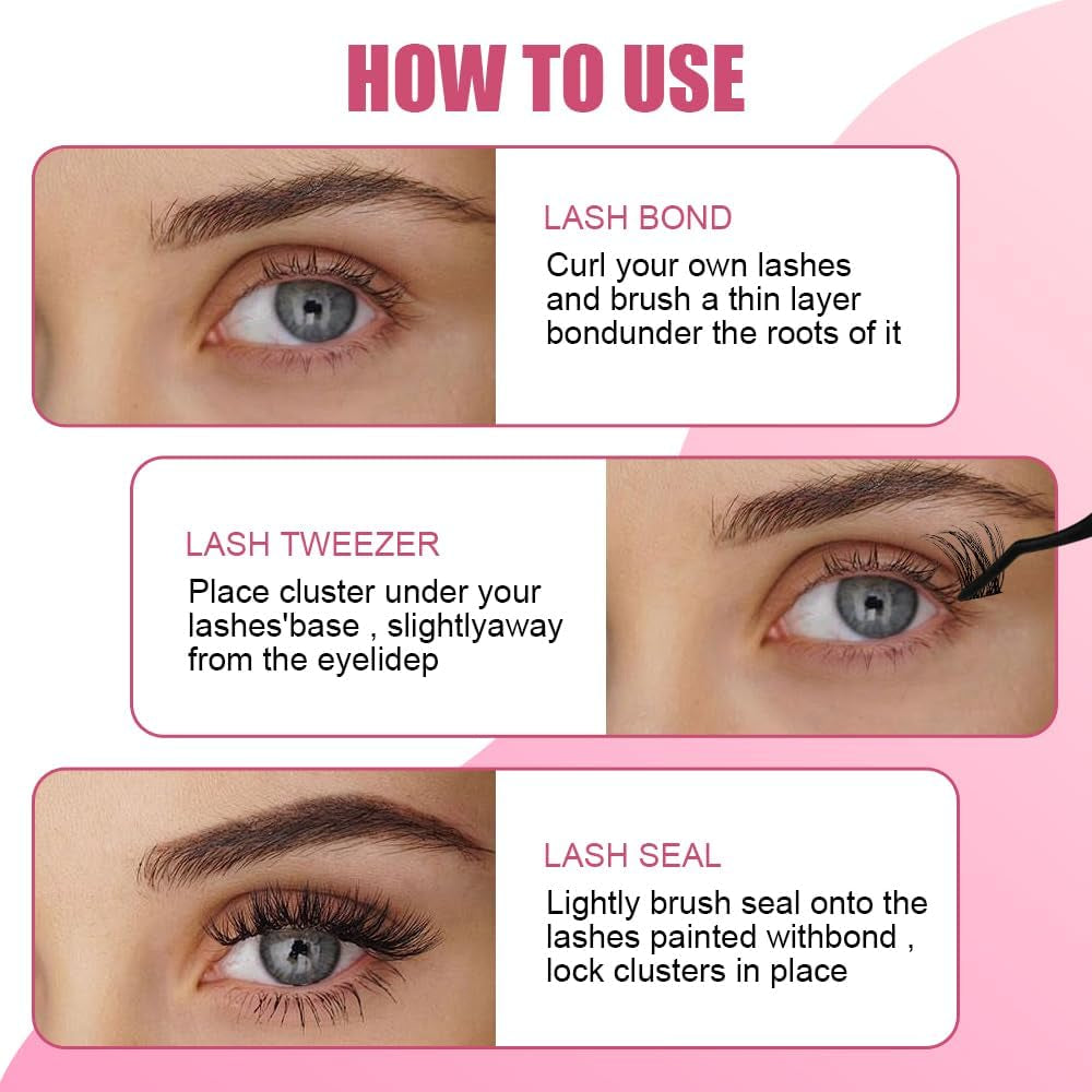 False Eyelash Set - Natural Volume (Black Tool, 30D+40D 150 Sets) (Pink)