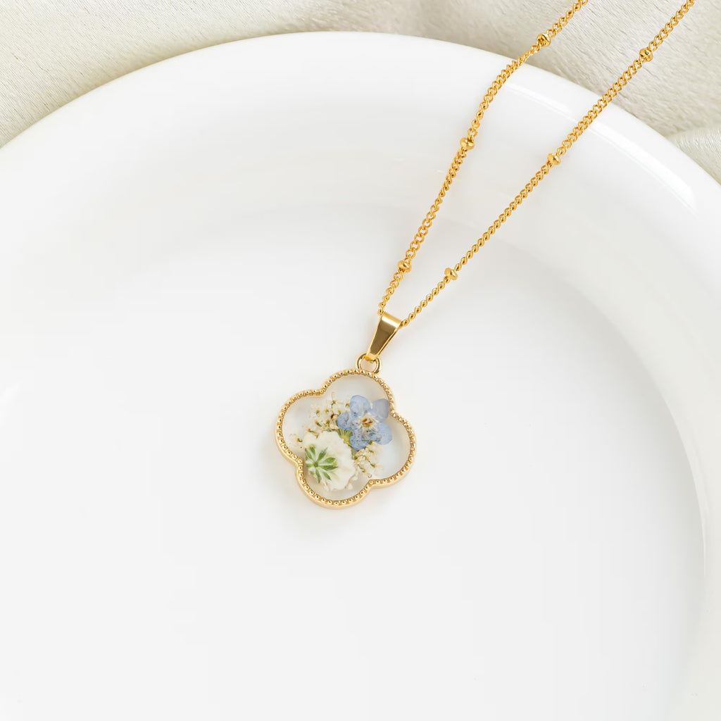 Forget Me Not and Baby'S Breath Necklace, Resin Real Pressed Flower Jewerly, Forgetmenot, Miscarriage Gift, Necklace for Women, Gift for Her