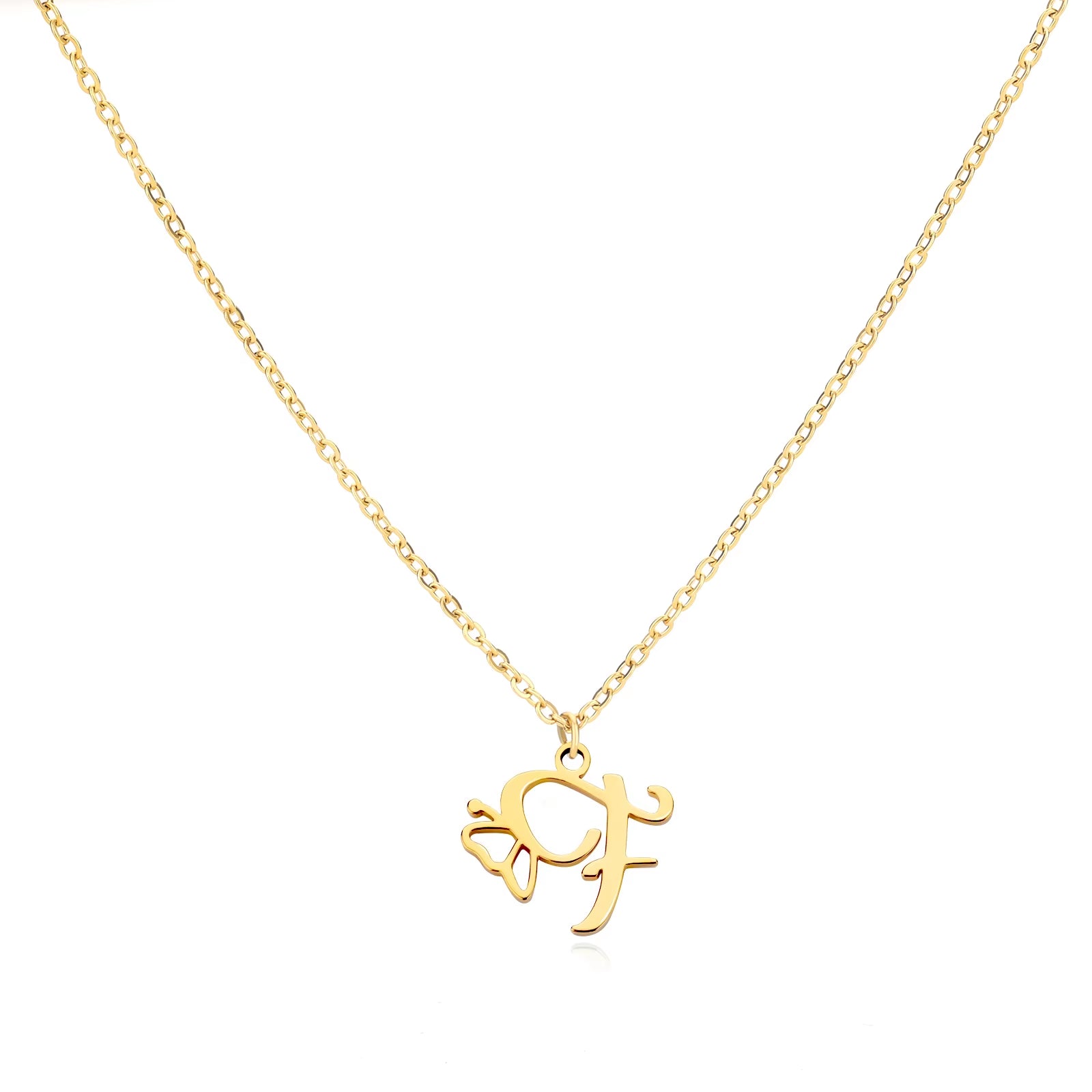 Tiny Initial Letter Necklace for Women Gold Color Stainless Steel Necklaces Name Alphabet Lucky Jewerly Vintage Accessories Gift