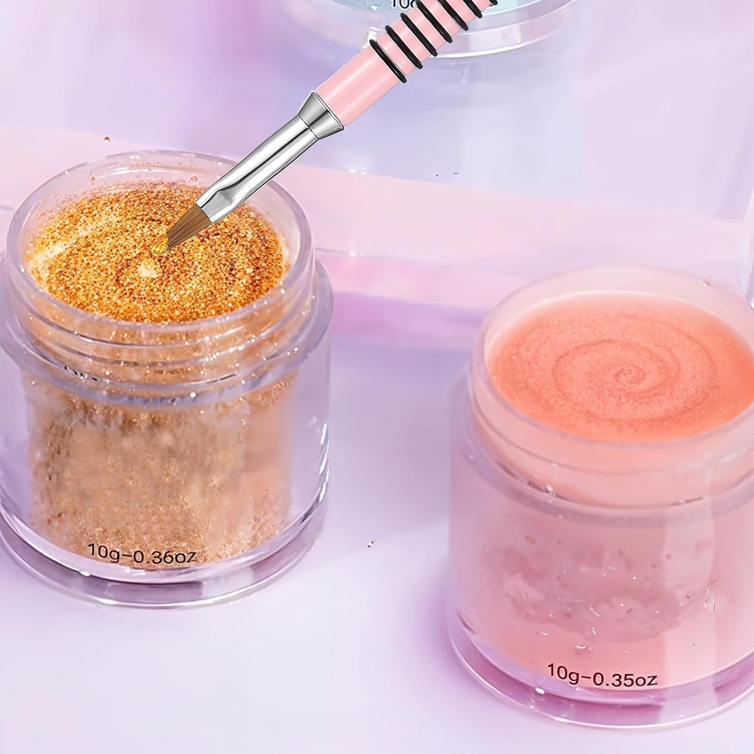 2 Packs Acrylic Nail Brush for Nails Art, Nail Art Brush Set Acrylic Kolinsky Nail Brush 3D Nail Art Flower Brush Acrylic Manicure Brush for Women Acrylic Application(Pink)