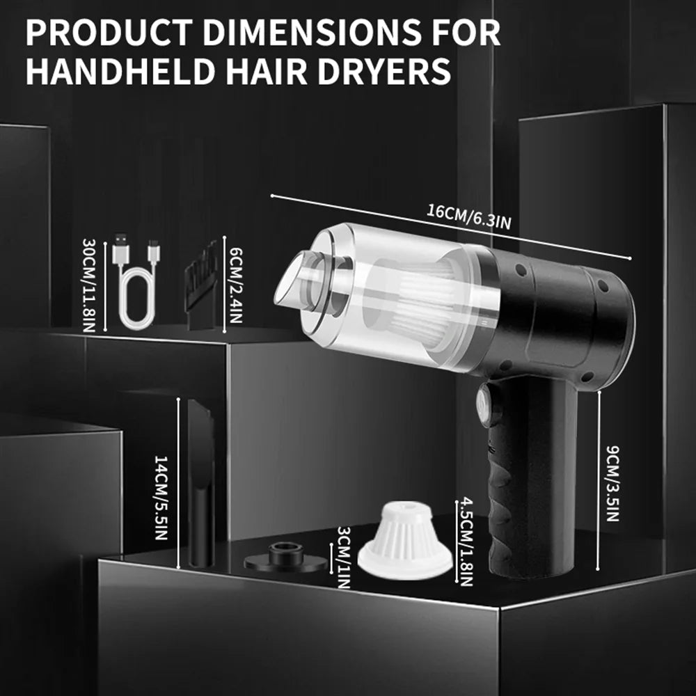 15000PA Compressed Air Dust Collector Handheld Vacuum Cordless High Power, Car Vacuum Cleaner Hairdryer Mini Portable