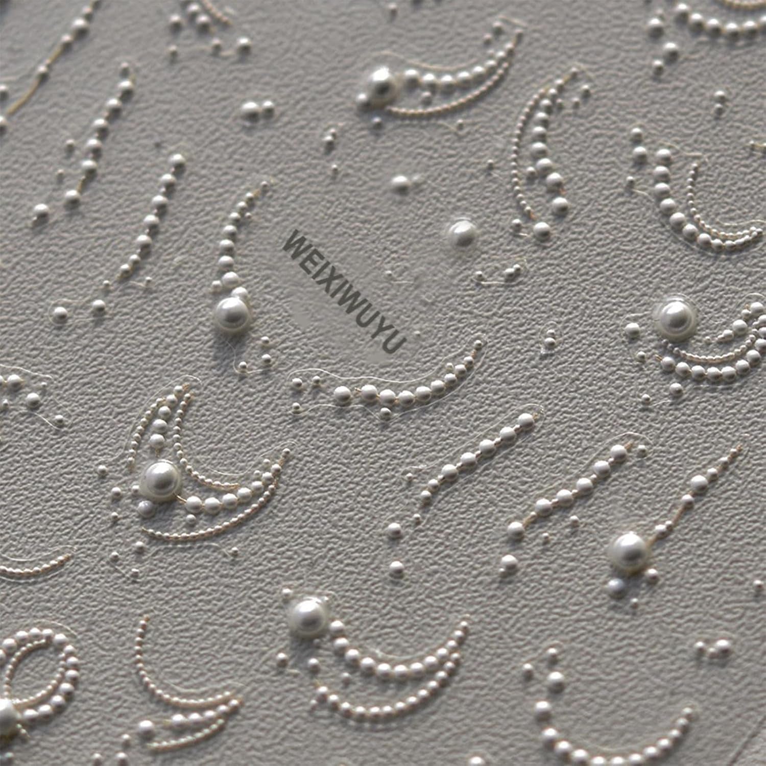 White French Tips Pearls Nail Art Stickers 5D Embossed Romantic Nail Stickers Line Nail Decals Design Nail Accessories for Women Valentine'S Day Nail Art Decoration