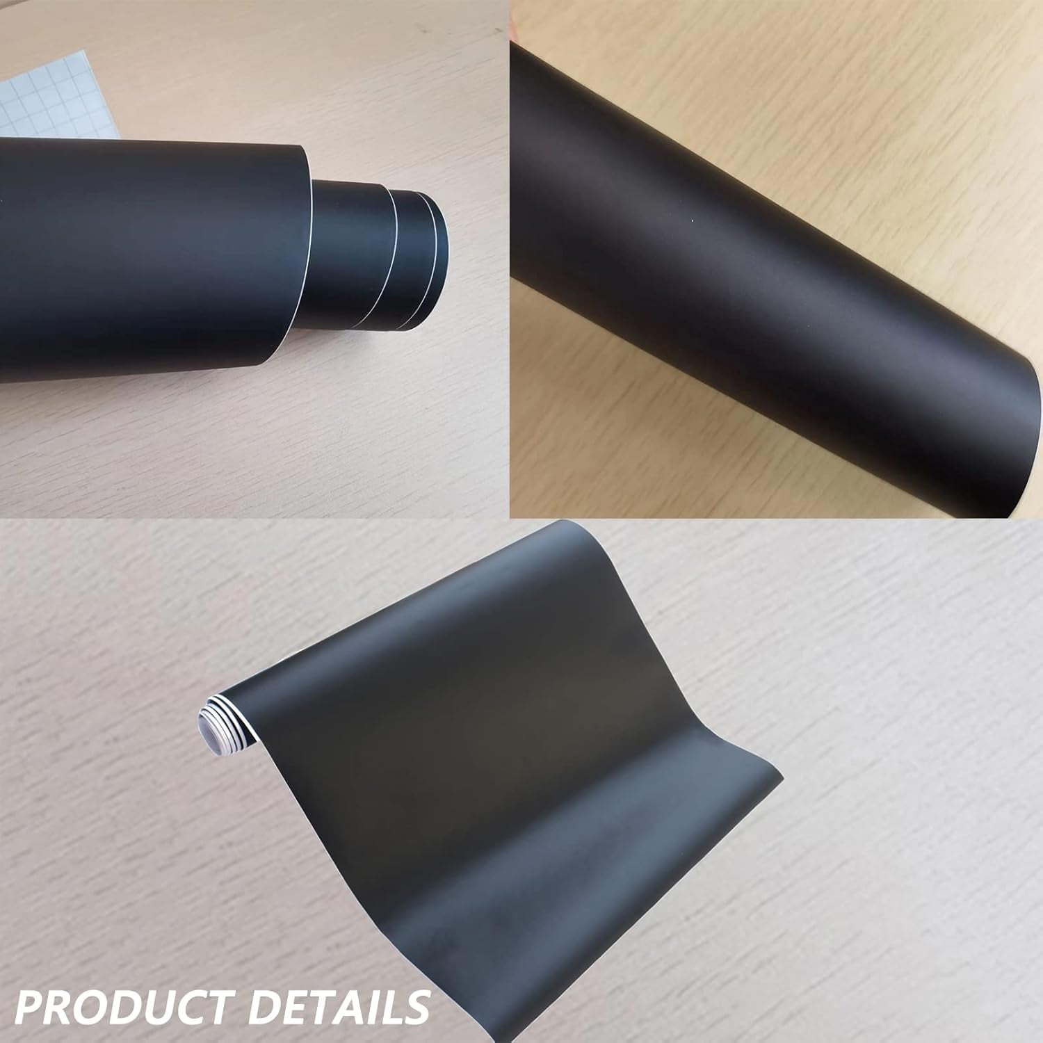 Matte Black Vinyl Wrap, Car Wrap Self Adhesive Film, Vinyl Wrap for Cars with Air Release Technology, Perfect for Cars DIY Exterior Interior Protection (1Ft X 10Ft)