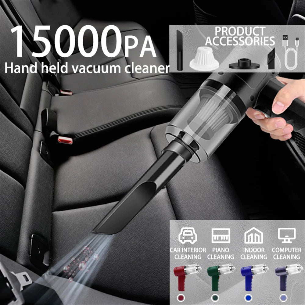 15000PA Compressed Air Dust Collector Handheld Vacuum Cordless High Power, Car Vacuum Cleaner Hairdryer Mini Portable
