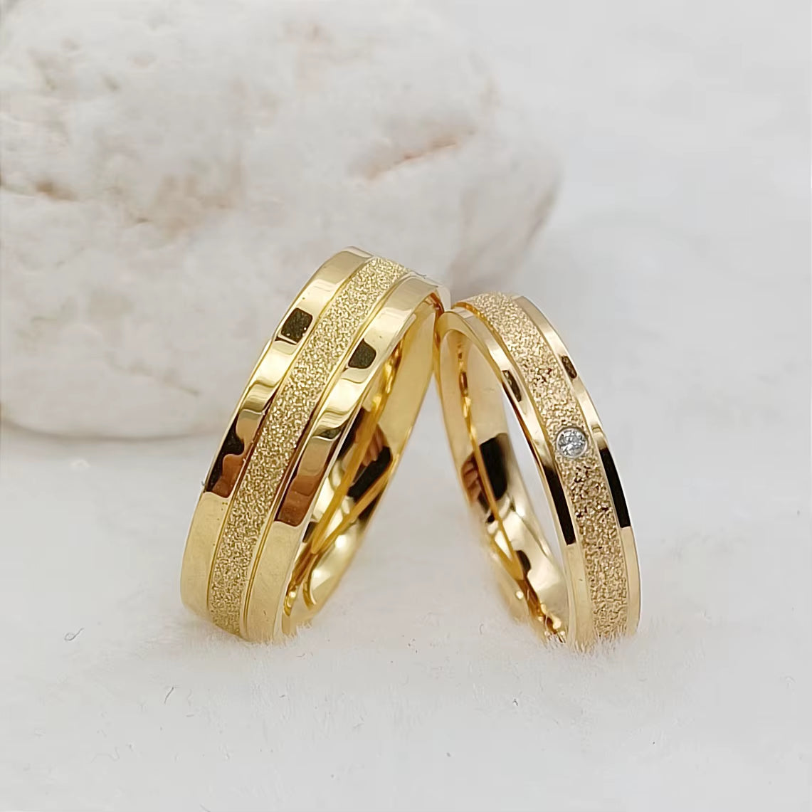 Fashion Western 24K Gold Plated Stainless Steel Jewelry Ring Marriage Couples Wedding Rings Men Women Alliance Dropshipping