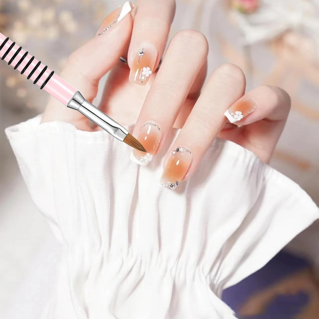 2 Packs Acrylic Nail Brush for Nails Art, Nail Art Brush Set Acrylic Kolinsky Nail Brush 3D Nail Art Flower Brush Acrylic Manicure Brush for Women Acrylic Application(Pink)