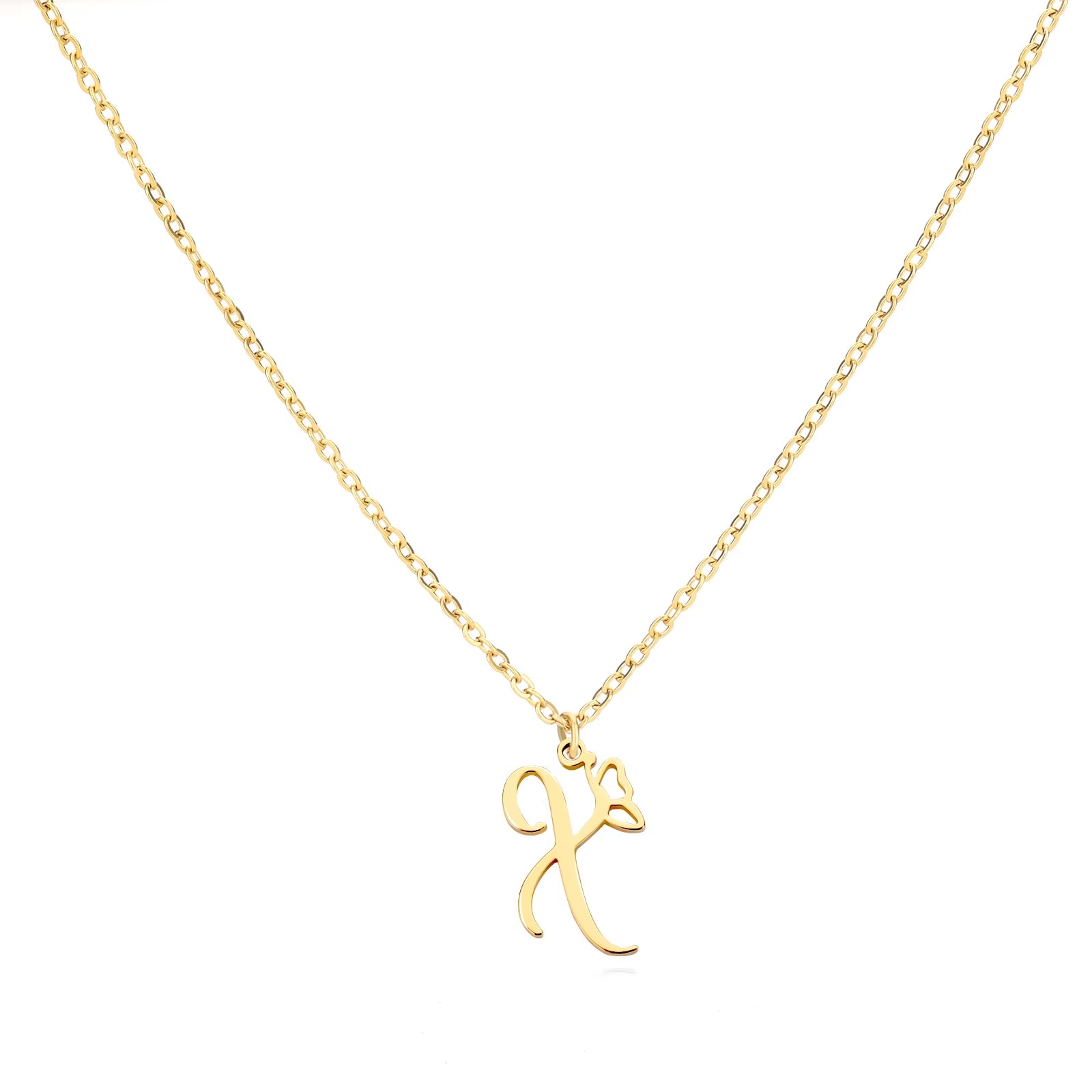 Tiny Initial Letter Necklace for Women Gold Color Stainless Steel Necklaces Name Alphabet Lucky Jewerly Vintage Accessories Gift