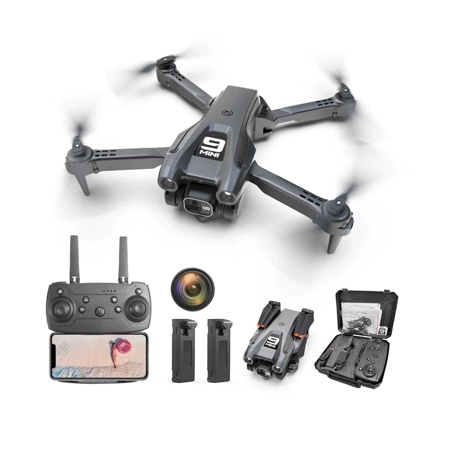 Drone with 4K HD Dual Camera for Adults Kids, RC Quadcopter with 2 Modular 1800Mah Batteries for 30 Mins Long Flight