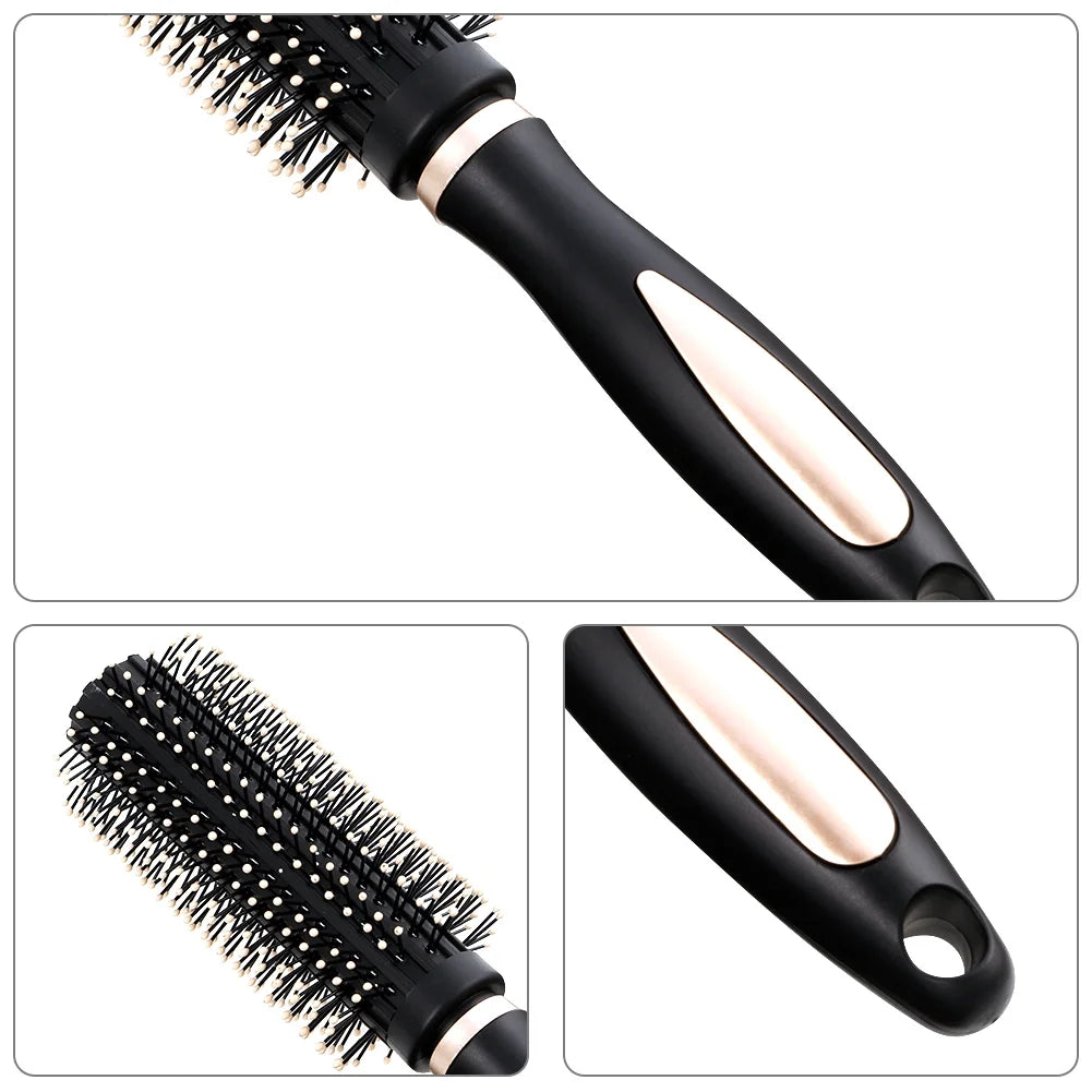 5 Pcs Paddle Hair Brush Comb Set,Detangling Hairbrush anti Static Massage Oval Comb Hair Styling Tools for Women Men Kid All Wet or Dry Hair(Black), Round