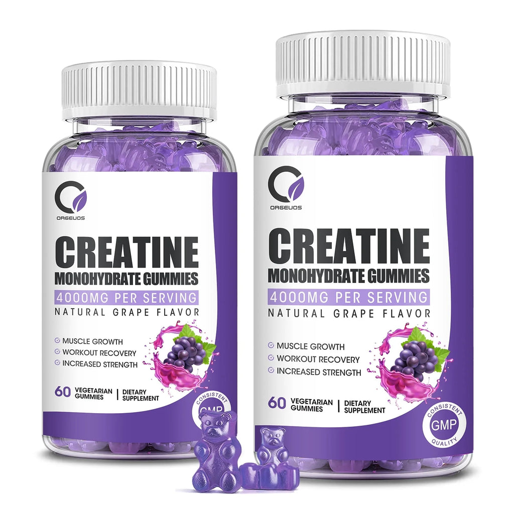 (2 Pack)Creatine Monohydrate Gummies for Women & Men, Boost Focus, Strength, and Endurance, Gluten-Free, Non-Gmo, 4 Grams of Creatine per Serving