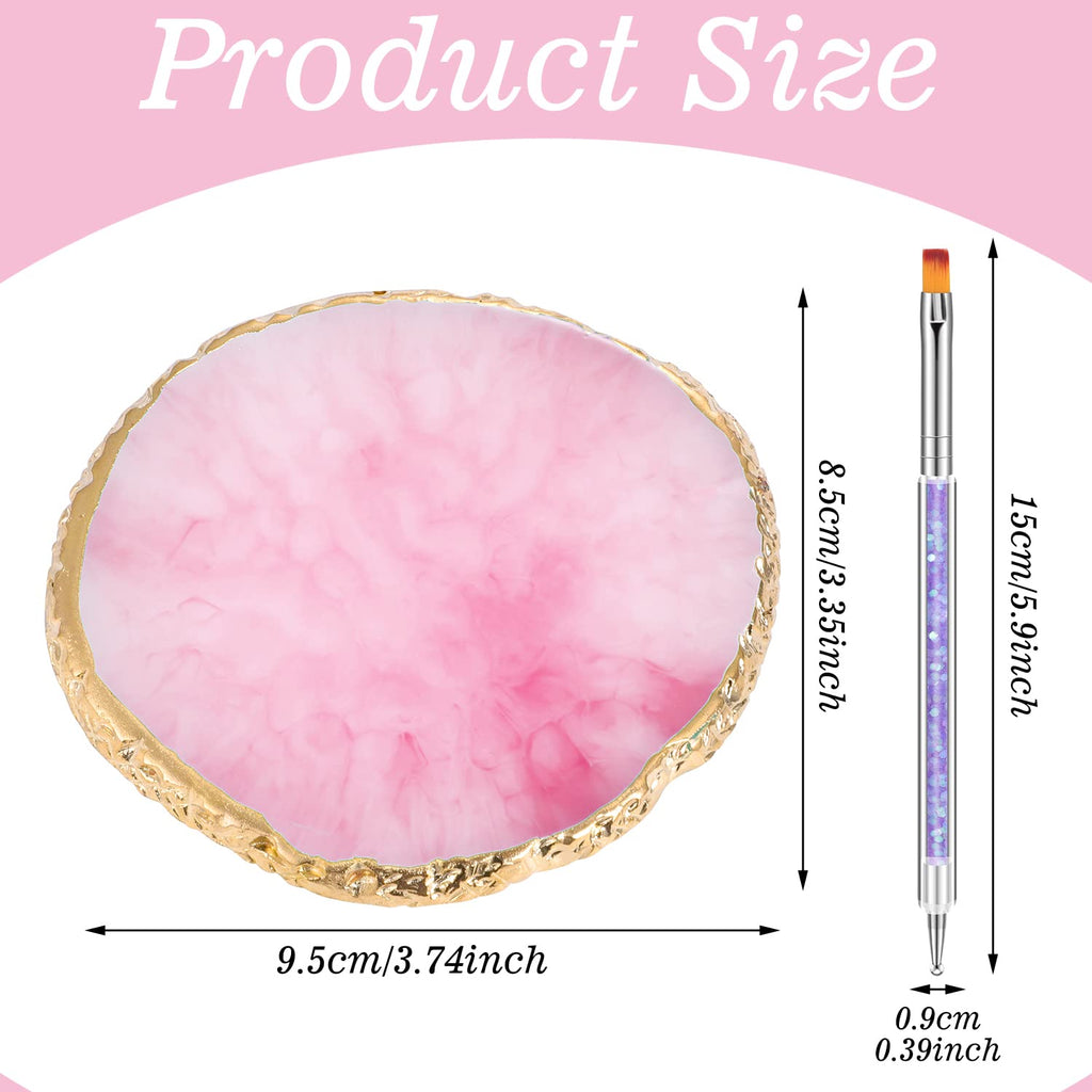 6 Pcs in 1 Set Resin Nail Art Palette with 5 Nail Brushes, Nail Design Tools Nail Polish Mixing Palette Double-Ended Dotting Pen for Nail Art