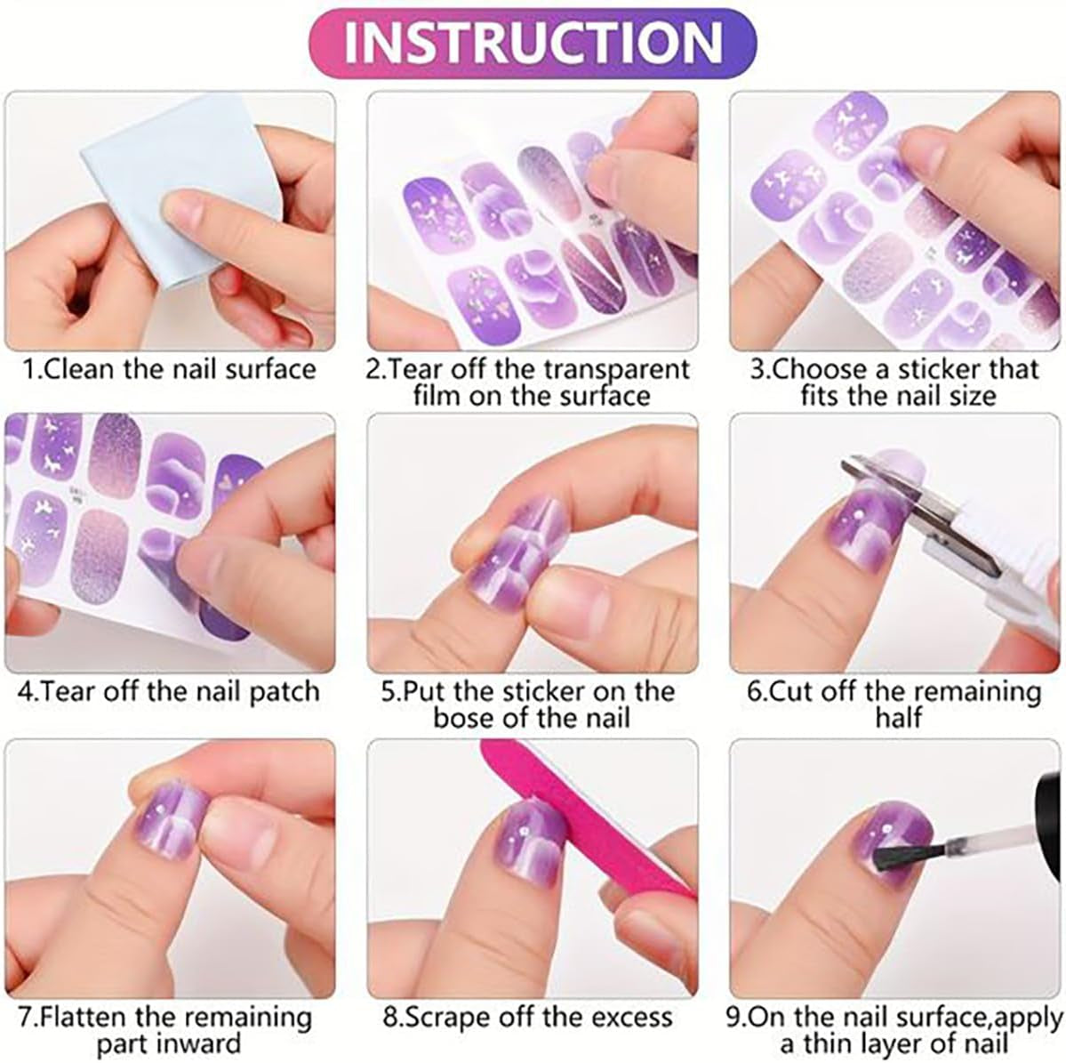 6 Sheets Christmas Nail Wraps Gel Nail Stickers 3D Christmas Nail Polish Strips Winter Xmas Tree Santa Claus Reindeer Designs Gel Nail Strips White Glitter Snowflake Full Warps for Women Holiday Decor