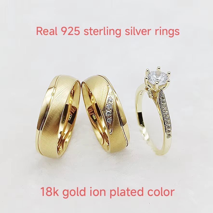 Fashion Western 24K Gold Plated Stainless Steel Jewelry Ring Marriage Couples Wedding Rings Men Women Alliance Dropshipping