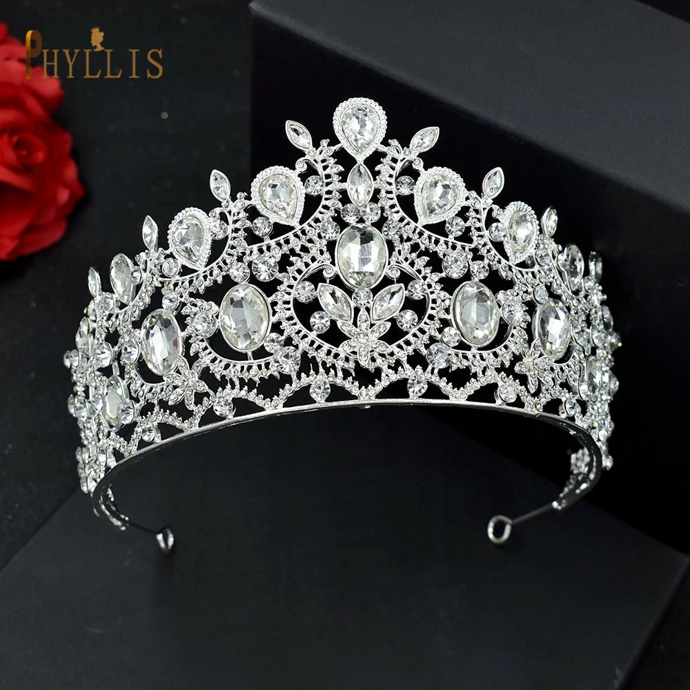 A213 Zircon Wedding round Crown Luxury Diadem Headband Rhinestone Headpiece Bridal Headwear King Tiaras Princess Hair Jewerly