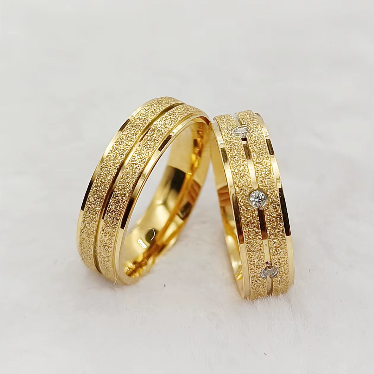 Fashion Western 24K Gold Plated Stainless Steel Jewelry Ring Marriage Couples Wedding Rings Men Women Alliance Dropshipping