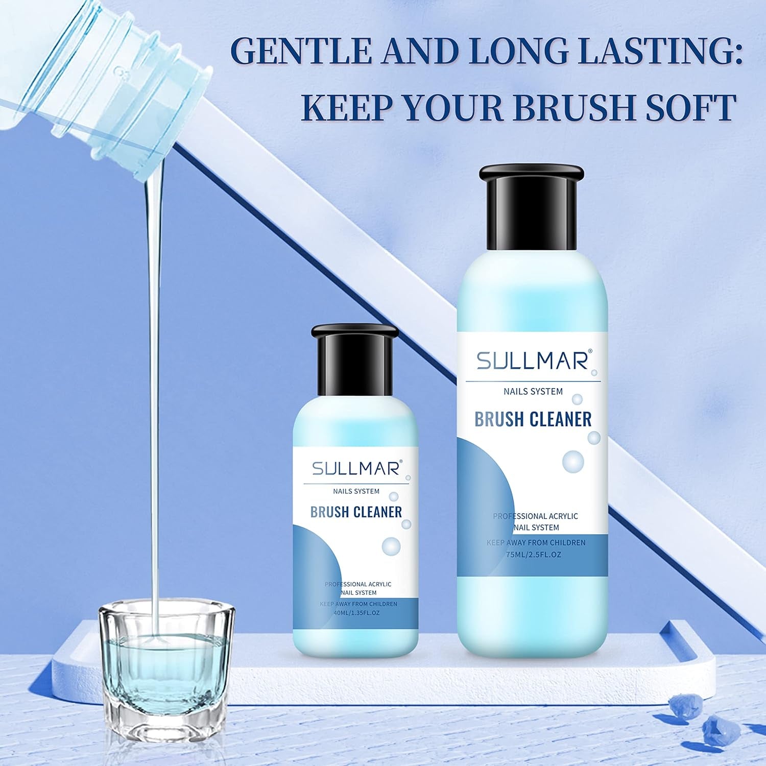 Nail Brush Cleaner for Acrylic Nails Nail Brush Cleaner for Acrylic Nail Brush Cleaner 2.5Fl.Oz Acrylic Painting Quickly Cleaning Nail Art Liner Salon at Home 75Ml