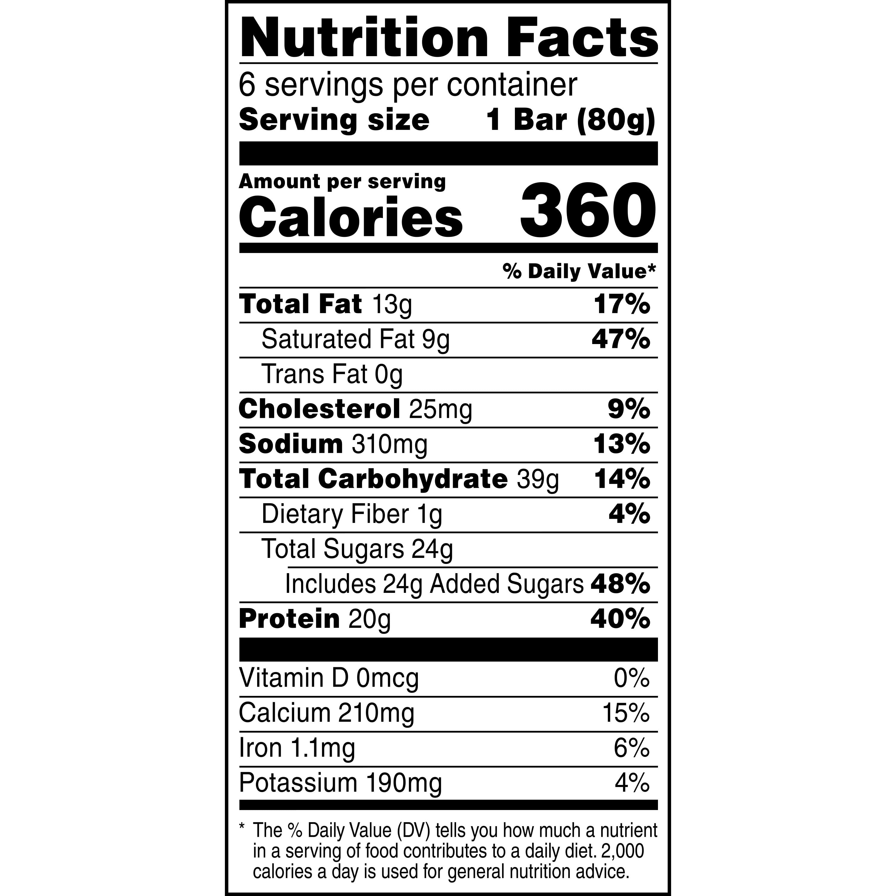 Protein Bars, Peanut Butter Chocolate, 20G Protein, 6 Bars