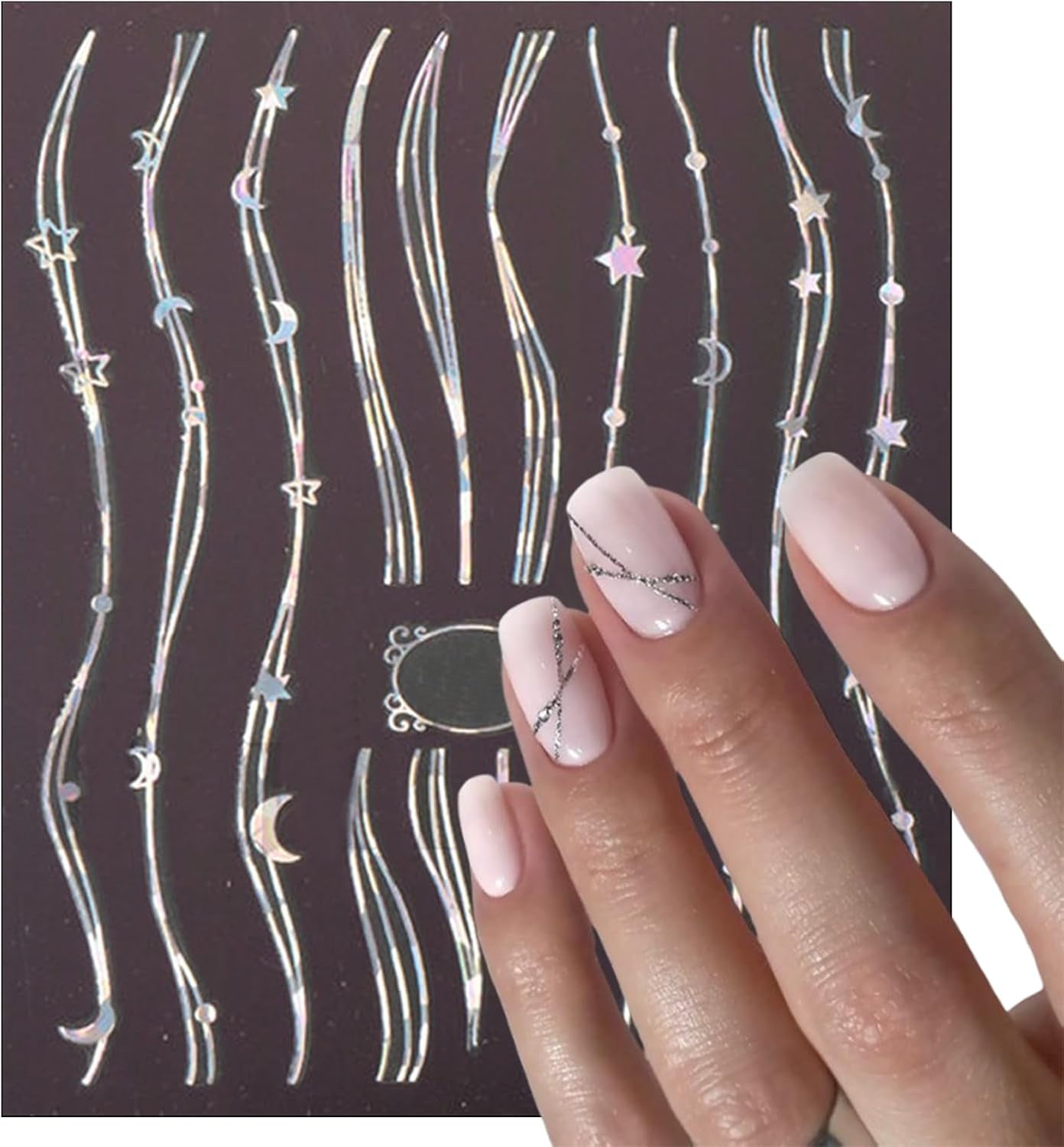 5Sheets Gold Line Nail Art Stickers 3D Self Adhesive Metal Geometric Stripe Wave Little Flower Nail Sticker Glitter Designs Nail Art Supplies Bow Sticker for Women DIY Nail Decoration