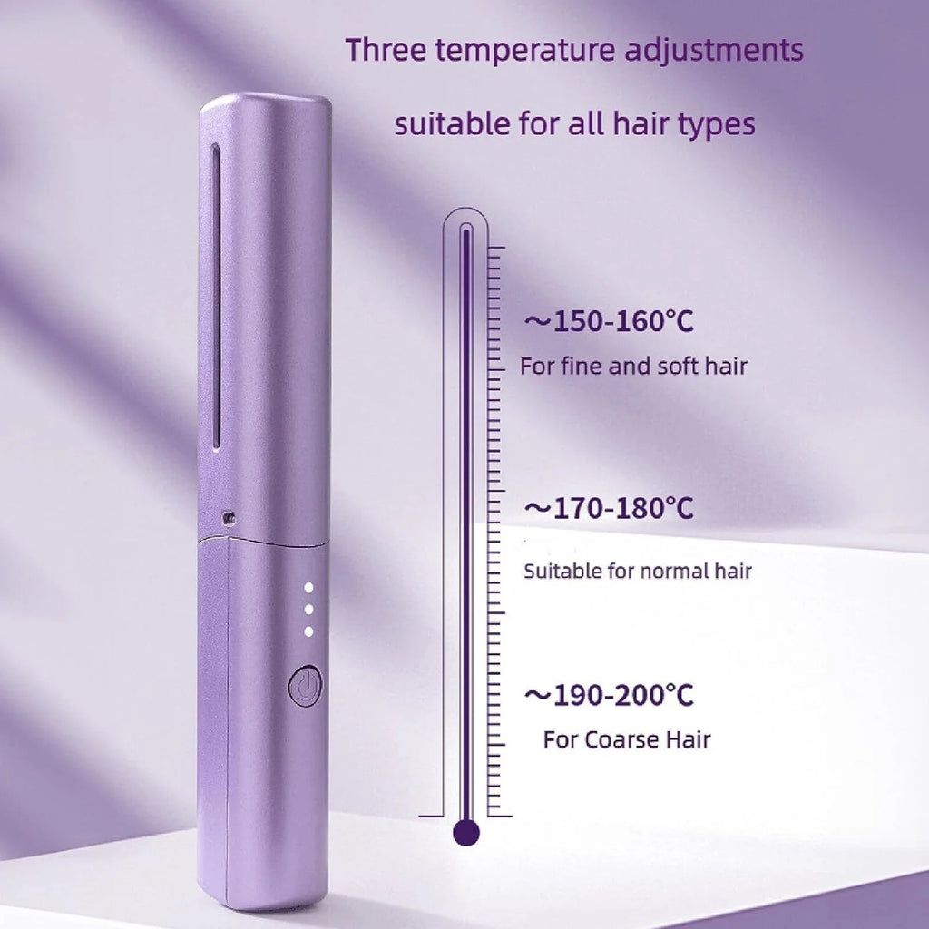 Rechargeable Mini Hair Straightener, Negative Ion Hot Comb Hair Straightener, Portable Cordless Hair Straightening Brush,A Quick Styling Brush