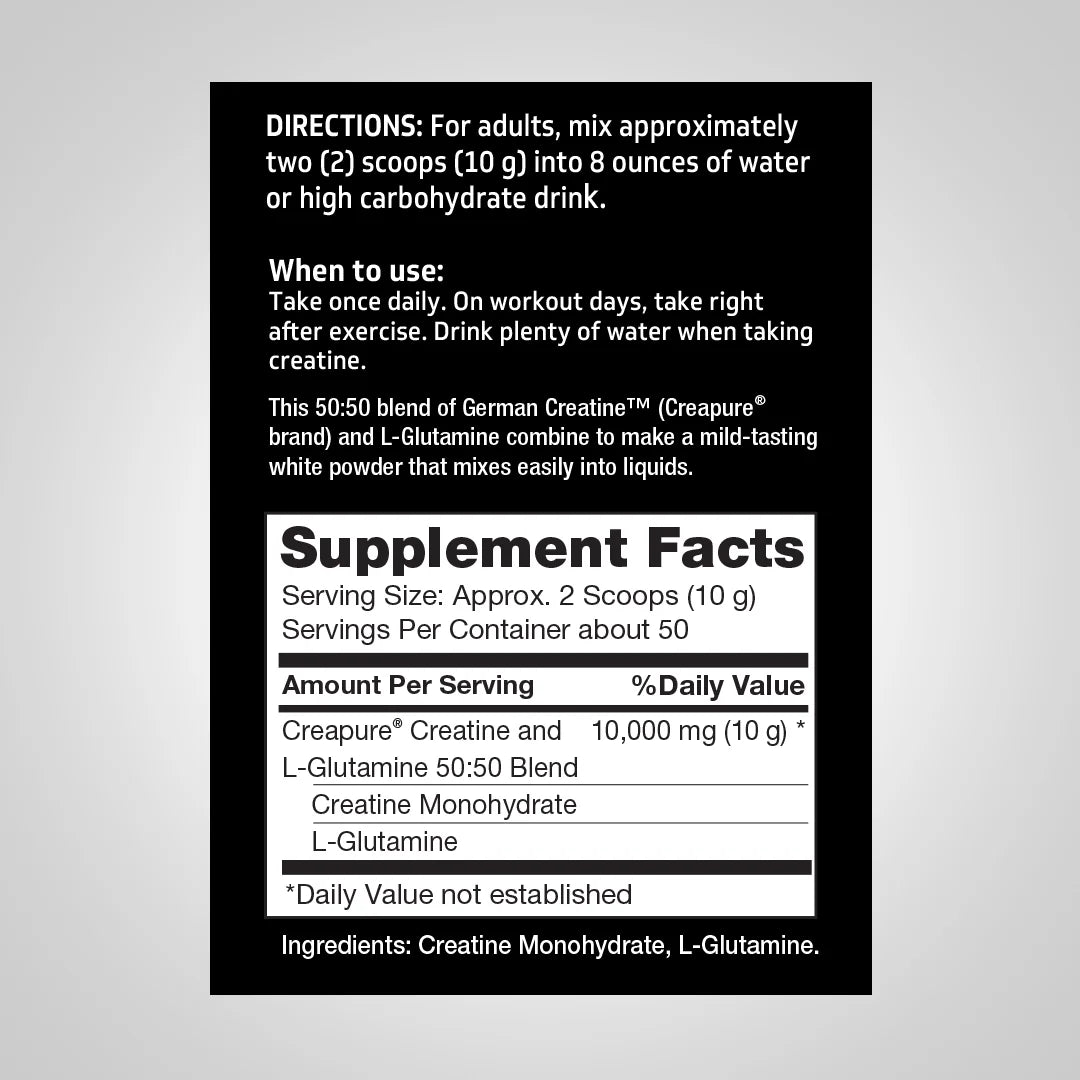 German Creatine & L-Glutamine | 1.1 Lbs | Powder for Men and Women | by Fitness Labs