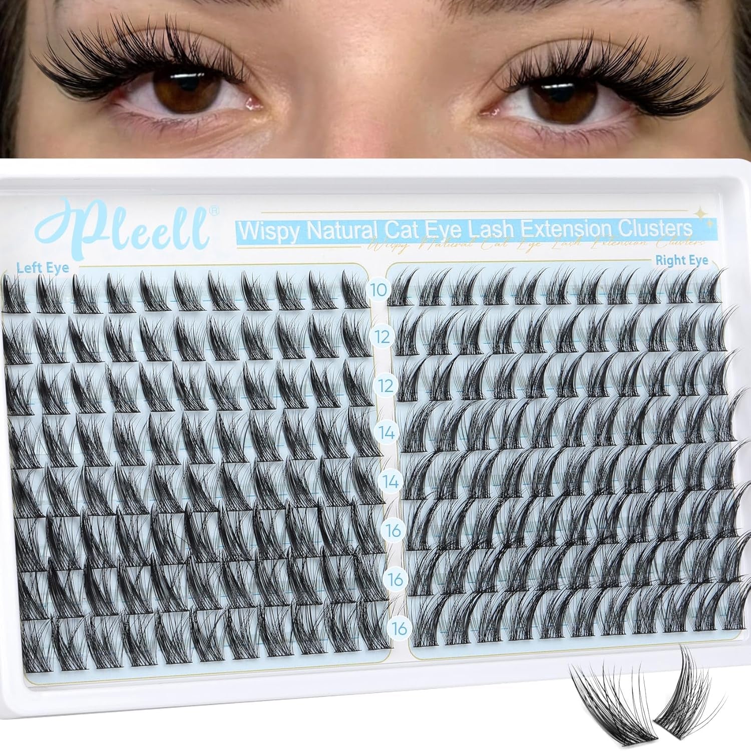 Wispy Lash Clusters Natural Eyelashes Cluster Eyelash Extensions Cat Eye176Pcs Individual Lashes Clusters C Curve Eyelash Clusters 10-16MM DIY Lash Extension by
