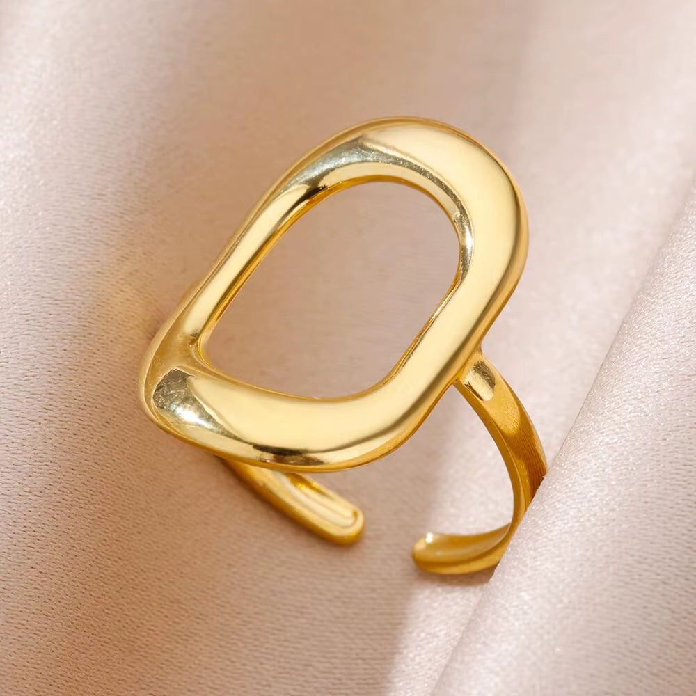 316L Stainless Steel Rings for Women Gold Color Never Fade Luxury Classic Rings Adjustable Rock Ring Aesthetic Jewelry Gift