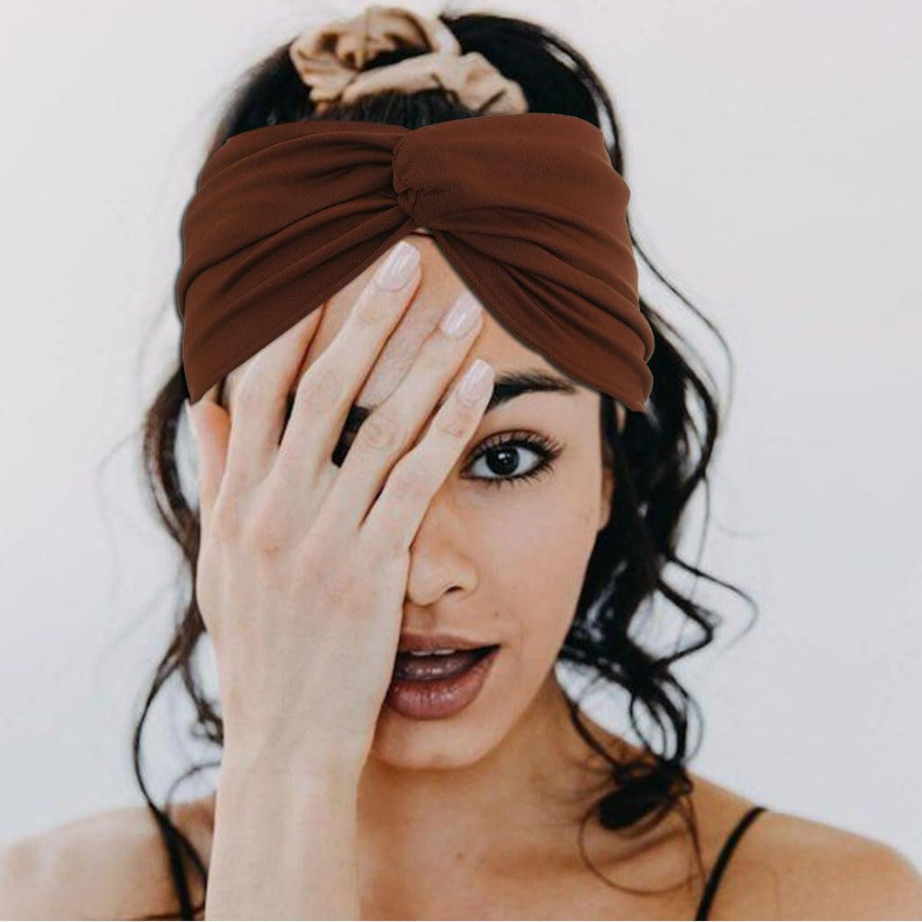 Tie-Dye Headbands for Women Black Boho Wide Headband Stretchy African Head Wraps Hair Bands Hair Accessories Park of 4